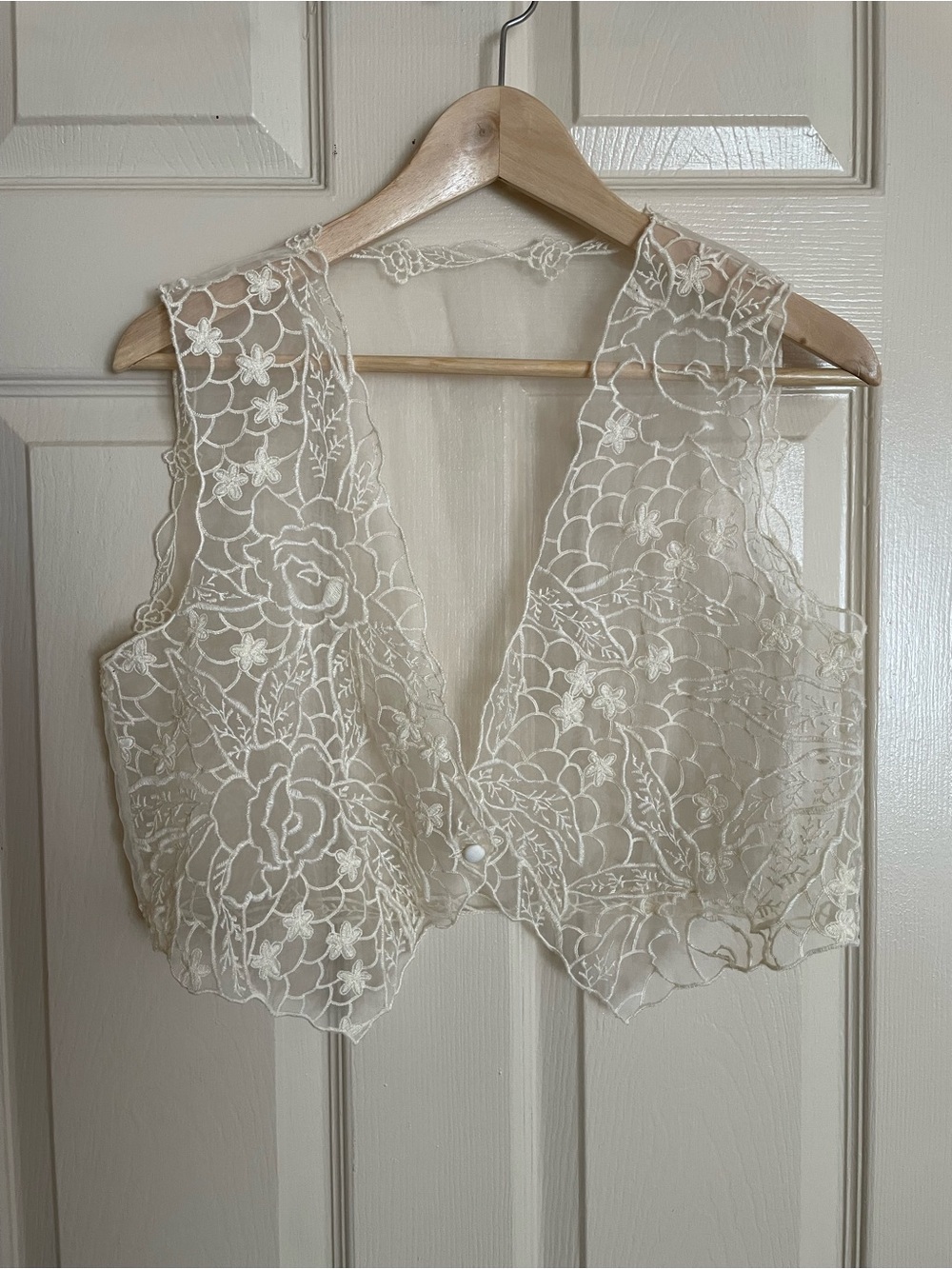 Vintage Cream Floral Lace Bandeau Vest